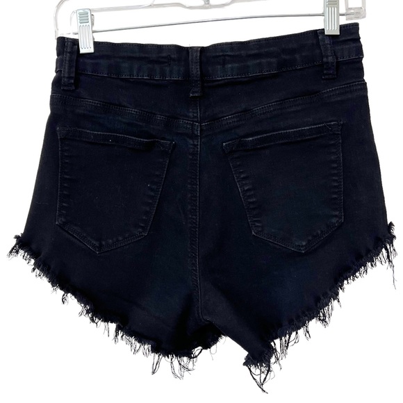 Kancan Black Cut Off Denim Jean Shorts Stretch High Rise 28  Juniors 9 - Picture 3 of 7